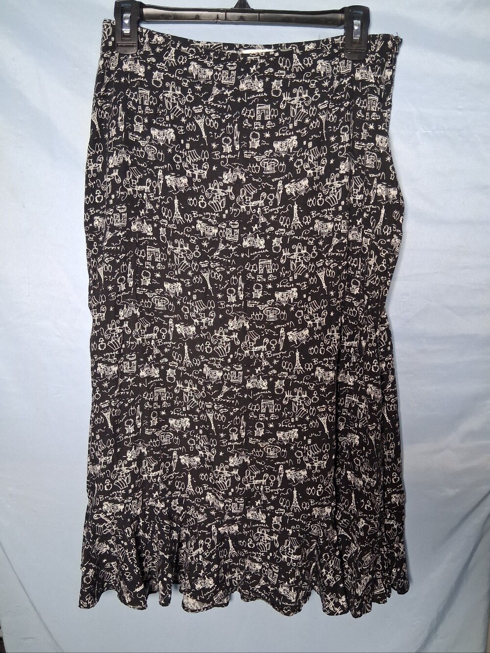 Christopher & Banks Parisian Novelty Print Flounce Midi Skirt